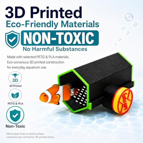 Magnetic Reef Tank Fish Hideout for Clownfish, 3D Printed Flow-Through Shelter for Shrimp, Fry & Small Reef Fish, 3.15" Aquarium Cave, Fits Glass up to 5/16" (Fluorescent Green)