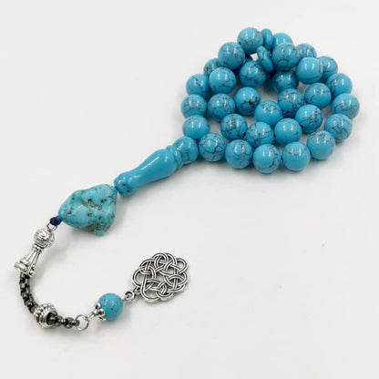 ALBASHAN Tasbih Natural Turquoise Muslim prayer bead men Eid Gift Islamic Misbaha Rosary Beads Bracelet (8mm x 45 beads) - size: 8mm x 45 beads