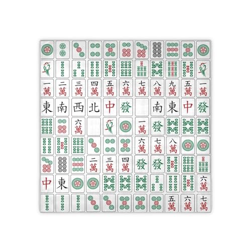 Bandana Square Head Scarf for Women Satin Hair Wrap Fashion Headband 27" - color: Mahjong Tiles