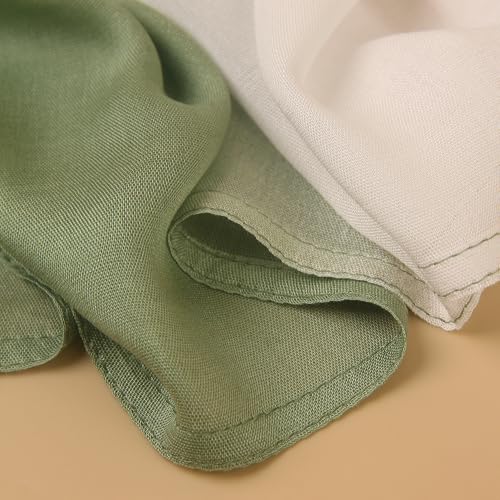 Modal Feel Hijab Scarf for Women, Lightweight Ombre Dual Color - color: 2#peagreenwhite