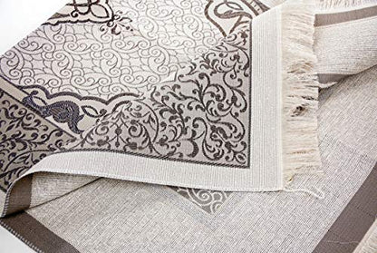 BAYKUL Muslim Prayer Rug-Islamic Turkish Velvet Rugs-Great Ramadan Gifts-Janamaz Prayer Mat for Women Men-Portable Carpet Muslims Mats-Praying Rugs Islam-Sajadah-Gift Praying Beads 99 (L-Brown) - color: L-brown