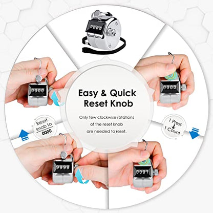 KTRIO Metal Handheld Tally Counter, 4-Digit Mechanical Clicker | Battery-Free Counter, 4-Digit Display, Durable Metal Casing, Portable Finger Ring, Multi-Use Clicker - style: 2 Pack