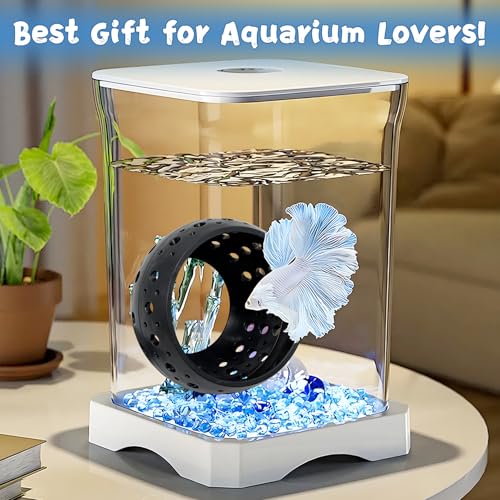 Fhiny 2 PCS Betta Hide, Beta Fish Tank Decor, Suction Cup Shrimp Tunnel, Betta Resting Spot, Aquarium Hammock Hideout Cave for Guppy Resting(Black)