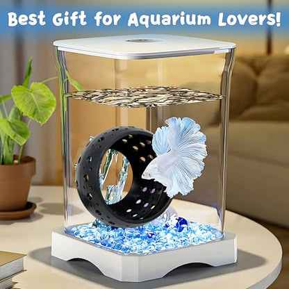Fhiny 2 PCS Betta Hide, Beta Fish Tank Decor, Suction Cup Shrimp Tunnel, Betta Resting Spot, Aquarium Hammock Hideout Cave for Guppy Resting(Black)