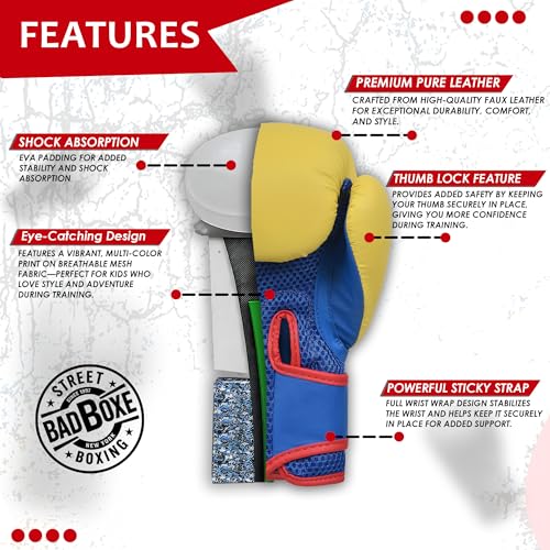 Boxing Gloves 6oz | Boxing Gloves for Kickboxing Muay Thai MMA | Bag Gloves for Punching Bag - color: Yellow