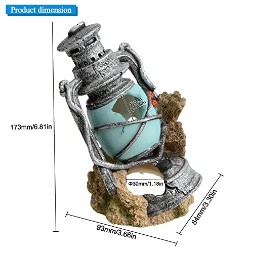 Saim Aquarium Ornament Realistic Hollow Hole Kerosenes Lamp Fish Tank Decoration for Betta Goldfish, Cichlid, Shrimp Breeding, Pleco Cave Natural Aquarium Decor