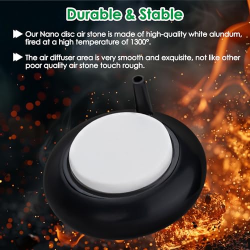 hygger Aquarium Air Stone, Fish Tank Bubbler, Nano Furnace Flue Round Stone Disk, Small Bubbles and High Dissolved Oxygen, with 2 Suction Cups, 1 Adjust Valve, 1 Check Valve (2 Inch) - color: Black, size: 2 Inch