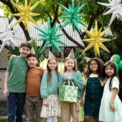 Green Star Balloons, 6PCS 22 Inch Foil Explosion Star Balloons - color: Green