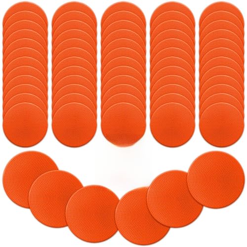 12/24Pcs Poly Spot Markers 4 inch/9 inch Non-Slip Rubber Agility Training Markers Floor Dots Flat Field Cones for Football Basketball Soccer School Exercise Drills Gym Dance Practice 6 Colors - style: 4 inch 60 Pcs Orange Red (TPE)