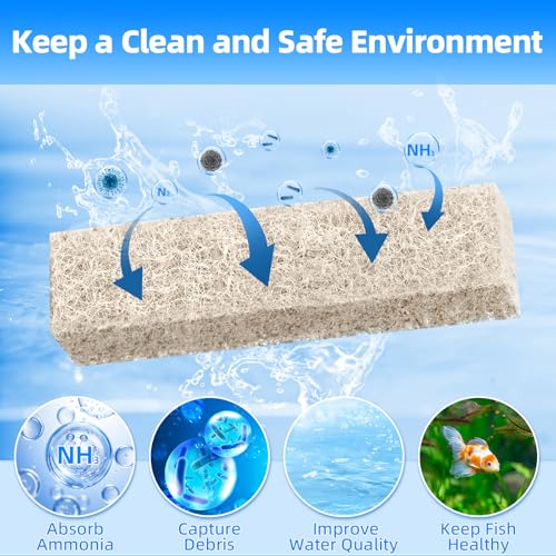 AQUANEAT 6-Pack Replacement Ammonia Reducer Pads Compatible with Aqueon QuietFlow 10 LED PRO and SmartClean 10-20 Gallons Aquarium Power Filter