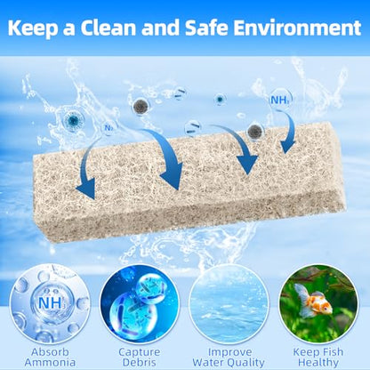 AQUANEAT 6-Pack Replacement Ammonia Reducer Pads Compatible with Aqueon QuietFlow 10 LED PRO and SmartClean 10-20 Gallons Aquarium Power Filter