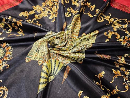 Large 35 inches Satin Square Scarf Lightweight Neck Hair Wrap Fashion Headscarf - color: A19