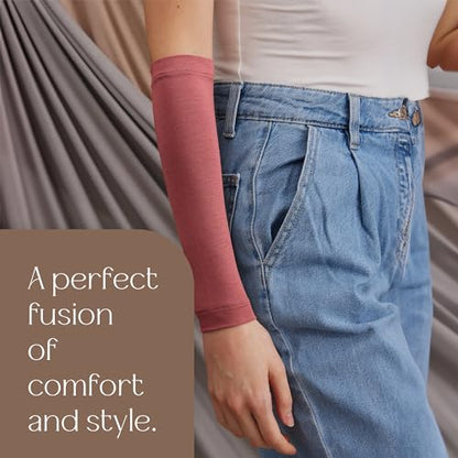 Modest Arm Cover | Jersey Arm Cover | Modest Sleeve Covering for Muslim Women - color: Garnet Rose