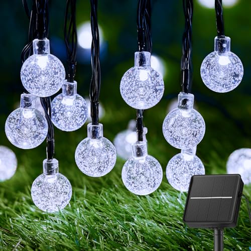 Brightown Solar String Lights Outdoor 60 Led 35.6 Feet 8 Lighting Modes Globe Waterproof Solar Powered Patio Lights for Garden Yard Porch Wedding Party Decor (Pure White) - color: White, size: 1 pc