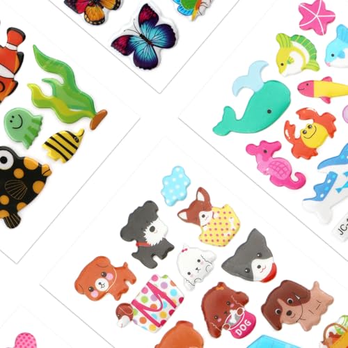 40 Sheets Puffy 3D Stickers for Kids & Toddlers, Variety Adhesive Sticker | Includes Animals Numbers Letters Fruits for Scrapbooking Journal Water Bottles DIY Crafts (Basic Style) - style: Basic Style