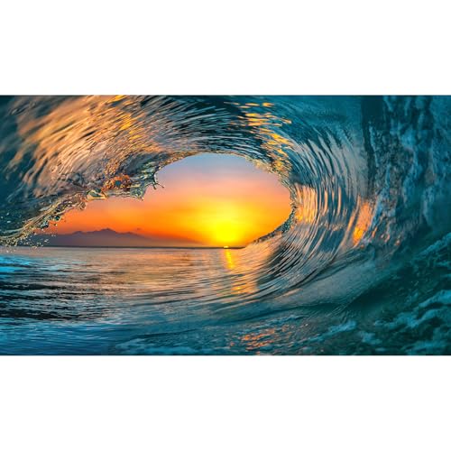 Ocean Wave Aquarium Background Sunset Mountains Sea Waves Fish Tank Background Fantasy Tropical Sunrise Seascape View Terrarium Backgrounds Ocean Mountain Panoramas Reptile Tank Backgrounds 24x12in - color: Jasper, size: 24(W)x12(H)inches/ 60(W)*30cm(H)