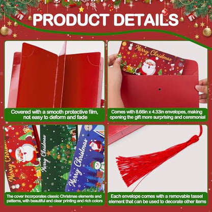6 Pcs Christmas Money Holders for Cash, Christmas Cash Gift Envelopes with 10 Slots, Surprise Xmas Holiday Money Card Envelopes for Men Women Family