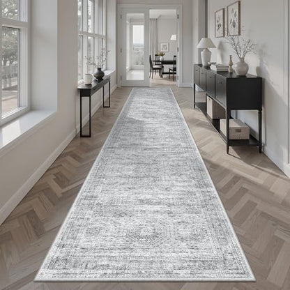 Soalmost Runner Rug 2x12 Washable Non-Slip Hallway Kitchen Runners Grey - color: Grey, size: 2' x 12' (Runner)