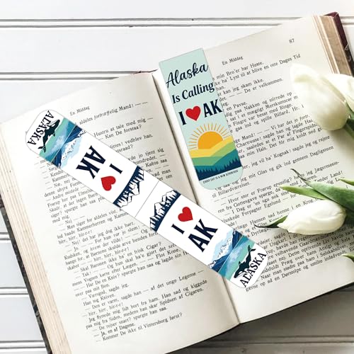 Alaska Souvenirs Magnetic Bookmarks, 30PCS Alaska Gifts Book Mark Clips with 15 Designs, Travel Souvenirs Gifts for Men Women Travelers Readers Office School Supplies - style: Alaska
