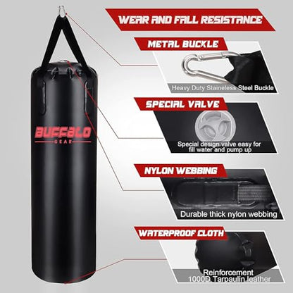 Buffalo Gear Heavy Water Punching Bag, 225LB 165LB 86LB Adjustable Training Punching Bag for Kickboxing Boxing Gym Home Training for Youths Kids - size: Large-225lb