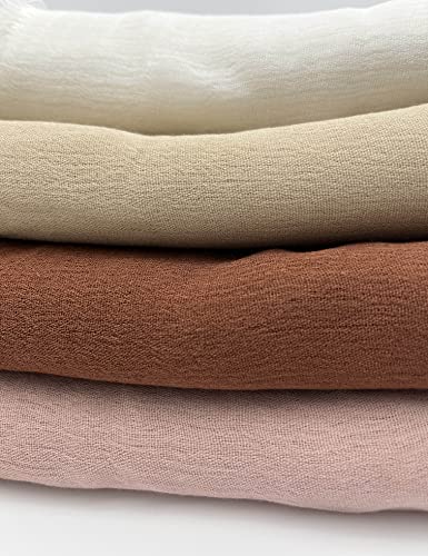 Txameru Hijab Scarf for Women - Muslim Rayon Crinkle With Fringe Edge - color: Beige