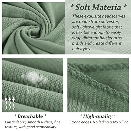 XTREND 4 Pieces Head Wrap Stretch Jersey Turban African Knit Fashion Headband Solid Colors Ultra Soft Breathable Head Scarf Stretchy Shawl Tie for Women (Black, Pink, Light Ha Tsing, Olive Green) - color: Black, Pink, Light Ha Tsing, Olive Green