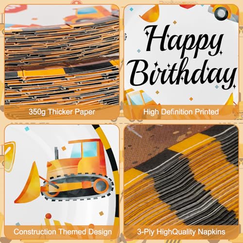 100 Pcs Construction Birthday Party Supplies - Construction Themed Plates and Napkins Forks Set, Disposable Dump Truck Tableware for Boys Kids Birthday Party Decorations Favors, Serve 25 Guests - style: Construction