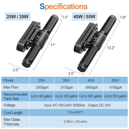 hygger Aquarium Crossflow Wave Maker, Adjustable Direction & Flow Gyre Wavemaker 5 Wave Modes & Tidal Mode Magnetic Powerhead Circulation Pump with Controller For Saltwater Coral Reef Tank 2000GPH - size: 2000 GPH