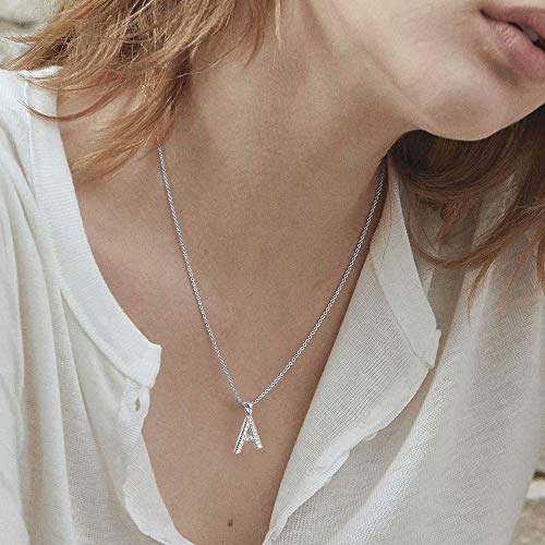 Tarsus Initial Cubic Zirconia Necklace Jewelry Gifts for Women Adjustable Chain 18" + 2" - style: Silver-A-Diamond style