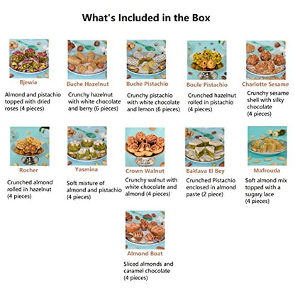 Layla’s Delicacies Mediterranean Special Occasion Gift Box - Handmade Healthy Mixed Nutty Flavors Pastries - Halal, Vegetarian, Gluten Free - 46 Bite-Size Treats - color: Special Occasion Gift Box, size: 46 Count (Pack of 1)