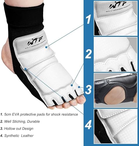 Taekwondo Karate Gloves & Sparring Gear Foot Protector Set, Boxing Sparring Foot Guard and Half-Finger Gloves for Martial Arts TKD Kung Fu Punch Bag Kickboxing MMA Training - size: X-Large