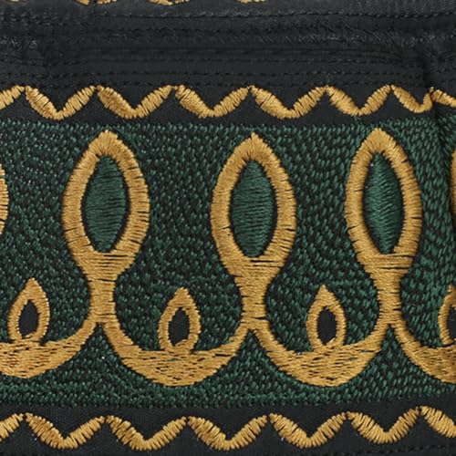 RUIXIA Men Boys Muslim Prayer Kufi Hat Skull Cap Embroidery Islam Kufi Headware takke Praying Beanie Hat Kofia Topi Hat - color: Green/Yellow--kids 7-10yrs