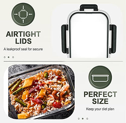 10 Packs 30 oz Glass Meal Prep Containers with Lids | Glass Food Storage Containers with Lids, Airtight Lunch Bento Boxes, Microwave, Freezer and Dishwasher, Gray - color: Gray