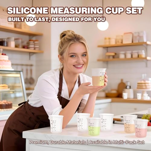 Silicone Measuring Cups Set 10Pcs 125ml for Cooking Reusable Baking Supplies Silicone Flexible Melting Measure Cup for Butter, Chocolate - color: 10*125ml