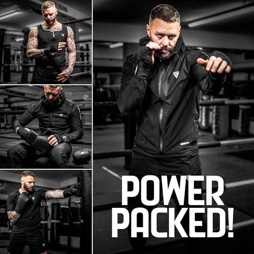 RDX Gel Boxing Hand Wraps Inner Gloves Men Women, Quick 100cm Long Wrist Straps, Elasticated Padded Fist Under Mitts Protection, Muay Thai MMA Kickboxing Martial Arts - color: Full Black, size: Small