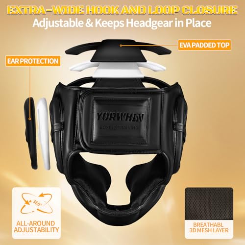 𝗣𝗥𝗘𝗠𝗜𝗨𝗠 Youth Kids Boxing Headgear, MMA Training Sparring Safety Head Guard, Boxing Head Gear Helmet for Training Kickboxing Sparring Karate Taekwondo Muay Thai - size: Small