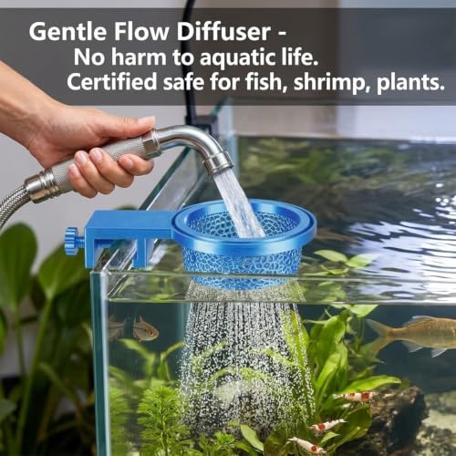Aquarium Water Change Diffuser, Spill-Free Tool for Rimless & Rimmed Fish Tanks, Protects Substrate & Plants, Safe for Fish and Shrimp (Large) - size: Large