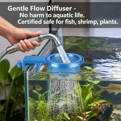 Aquarium Water Change Diffuser, Spill-Free Tool for Rimless & Rimmed Fish Tanks, Protects Substrate & Plants, Safe for Fish and Shrimp (Large) - size: Large