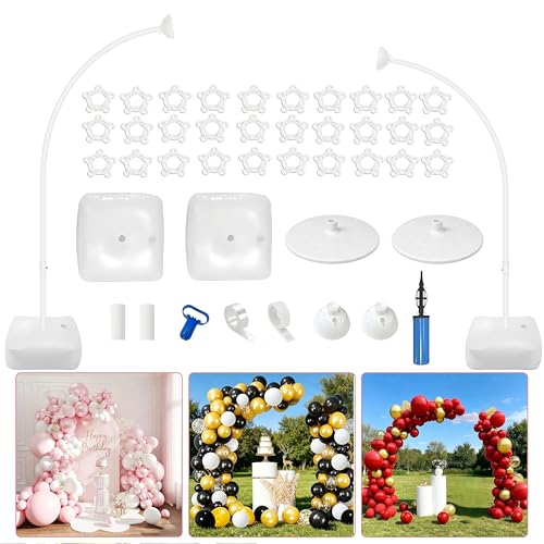 Balloon Arch Kit,Free Bending 8.2FT & 5FT Half Balloon Arch Stand - color: White