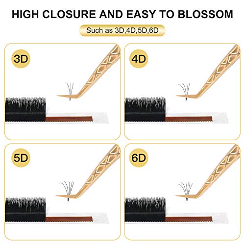 FEITA Eyelash Extension Tweezer Set Gold Lash Applicator Tool - Precision Lashes Diamond Grip Tweezers for 2D-6D Volume & Individual Eyelashes Extensions Supplies (6Pcs) - color: Gold Diamond-grip 6pcs