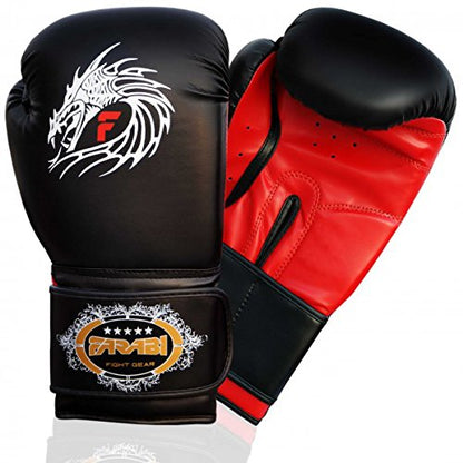 Farabi Pro Fighter Boxing Gloves Sparring Gym Bag Punching Focus Pad Mitts - color: Black Dragon, size: 10Oz