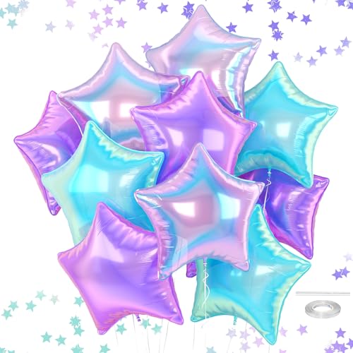 Iridescent Star Balloons, 18 Inches Transparent Crystal Balloon for Helium - color: Iridescent Colorful