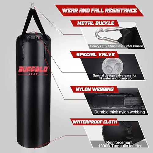 Buffalo Gear Heavy Water Punching Bag, 225LB 165LB 86LB Adjustable Training Punching Bag for Kickboxing Boxing Gym Home Training for Youths Kids - size: Medium-165lb