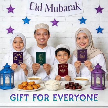4 Sets Eid Gift Card Book, Eid Mubarak Money Holder Cards with Envelopes, Islamic Holiday Ramadan Kareem Gift Card Booklet Organizer for Family, Friends - color: Eid.Book.Dark