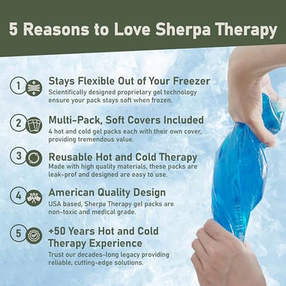 4PK Flexible Hot and Cold Gel Packs for Injuries Reusable - Gel Ice Pack Cold Compress for Knee, Back, Neck, Wrist, Hand, Elbow, Ankle Pain Relief - 9.5" x 4.5" - style: HotandCold