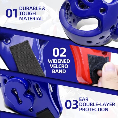 Youth & Adult Boxing Helmet, Martial Arts Sparring Headgear for Karate, Kickboxing, Taekwondo & MMA Training/Competition - Waterproof and Breathable, Adjustable Velcro Strap, 4 Colors