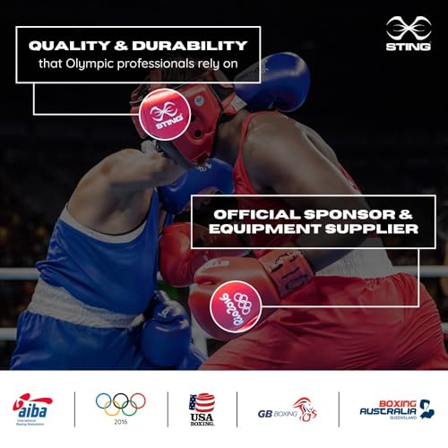 STING Armalite Boxing Gloves, Durable Boxing Equipment for Boxing Training, Balanced Weight Distribution - color: Black/Red, size: 16 Oz