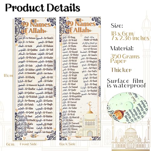 60 Sets Islamic Learning Gifts Bulk, Islamic Party Favors, 99 Names of Allah Bookmarks with Silicone Bracelets, Arabic English Muslim Gifts,Classroom Rewards, Muslim Educational Party Favors - style: Colorful-60
