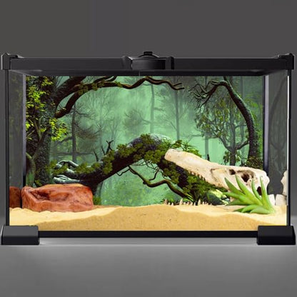 72x24 inches Reptile Habitat Background Foggy Forest Terrarium Backdrop | AWERT Tropical Rainforest Stone Green Tree Aquarium Background, Durable Polyester - size: 72x24in/180x60cm