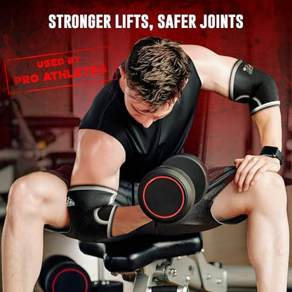Elbow Sleeves (1 Pair) for Weightlifting, Powerlifting & Cross-Training - 5mm Neoprene Support for Men & Women - size: X-Large